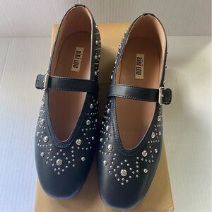 Bibi Lou Black  Mary Jane Studded Flats Womens Size 36 (5.5)